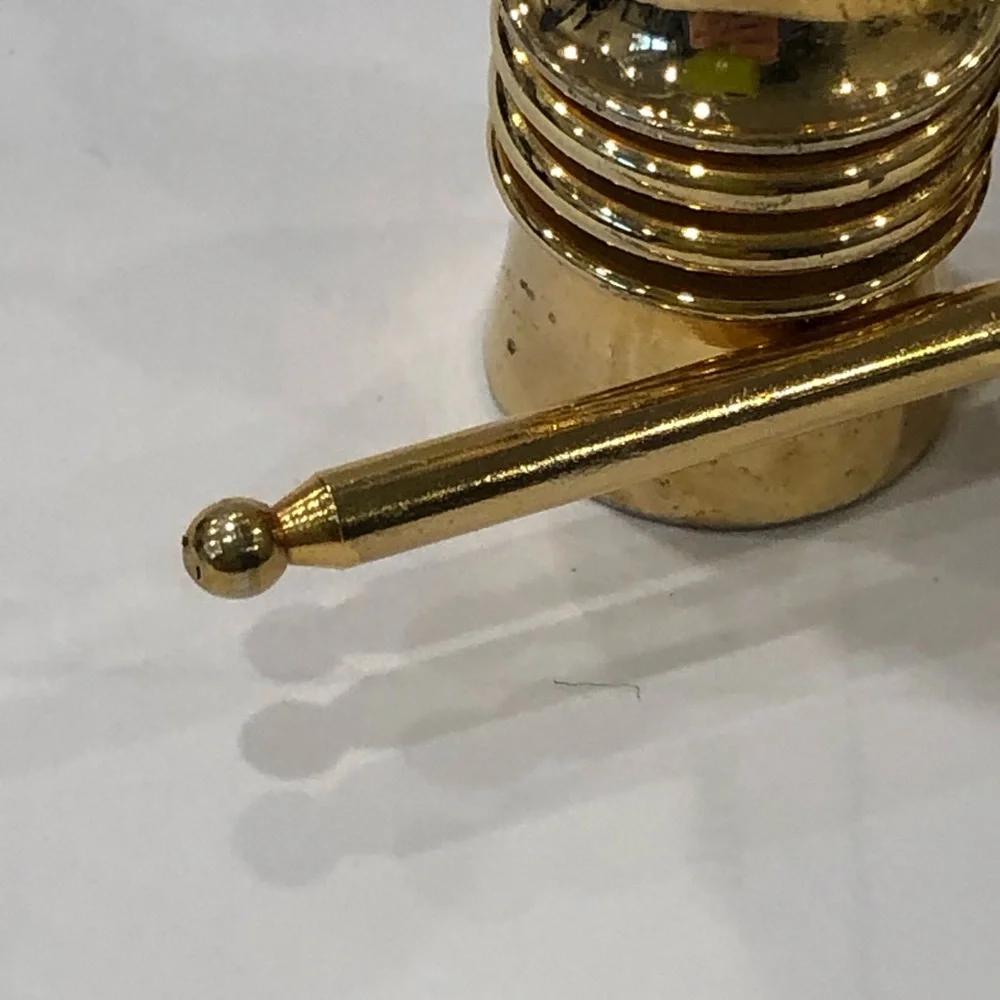 Vintage Gold Tone Brass Cylindrical Shape Portable Purse Travel  Perfume Vial - Picture 13 of 13